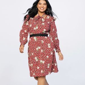 Eloquii Floral Animal Print MIDI Dress 14 I want if that Cat Way!
